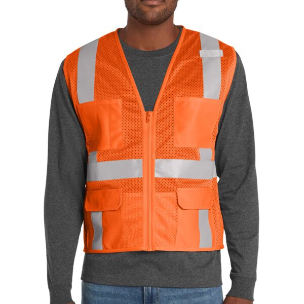 Ansi 107 Class 2 Mesh Six Pocket Zippered Vest Thumbnail