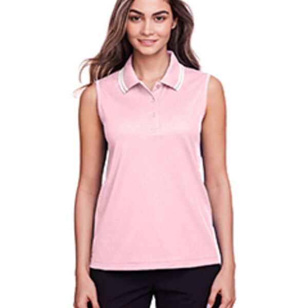 Ladies' CrownLux Performance™ Plaited Tipped Sleeveless Polo Thumbnail