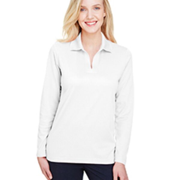 CrownLux Performance™ Ladies' Plaited Long Sleeve Polo Thumbnail